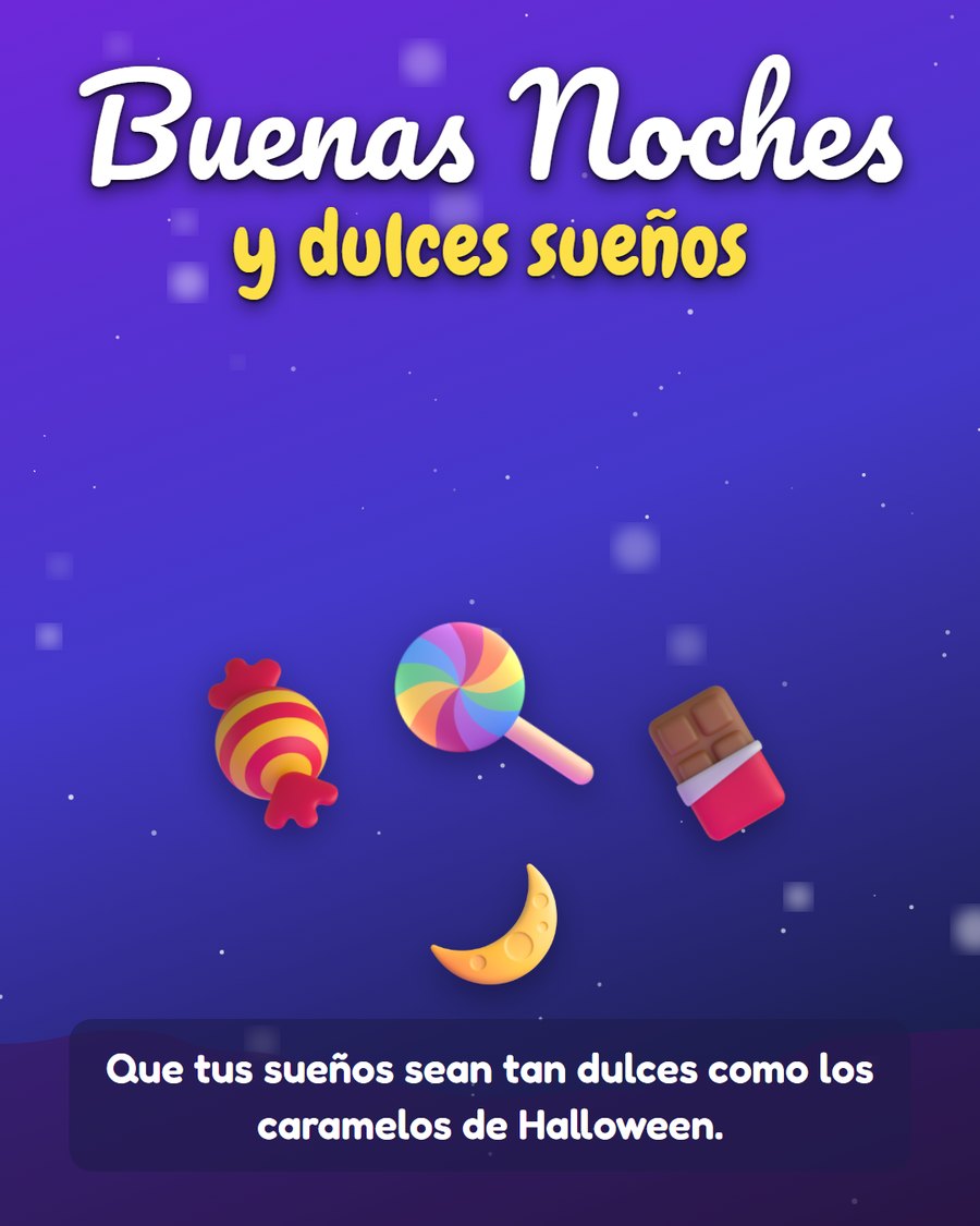 buenas noches halloween y dulces suenos con caramelos y chocolate