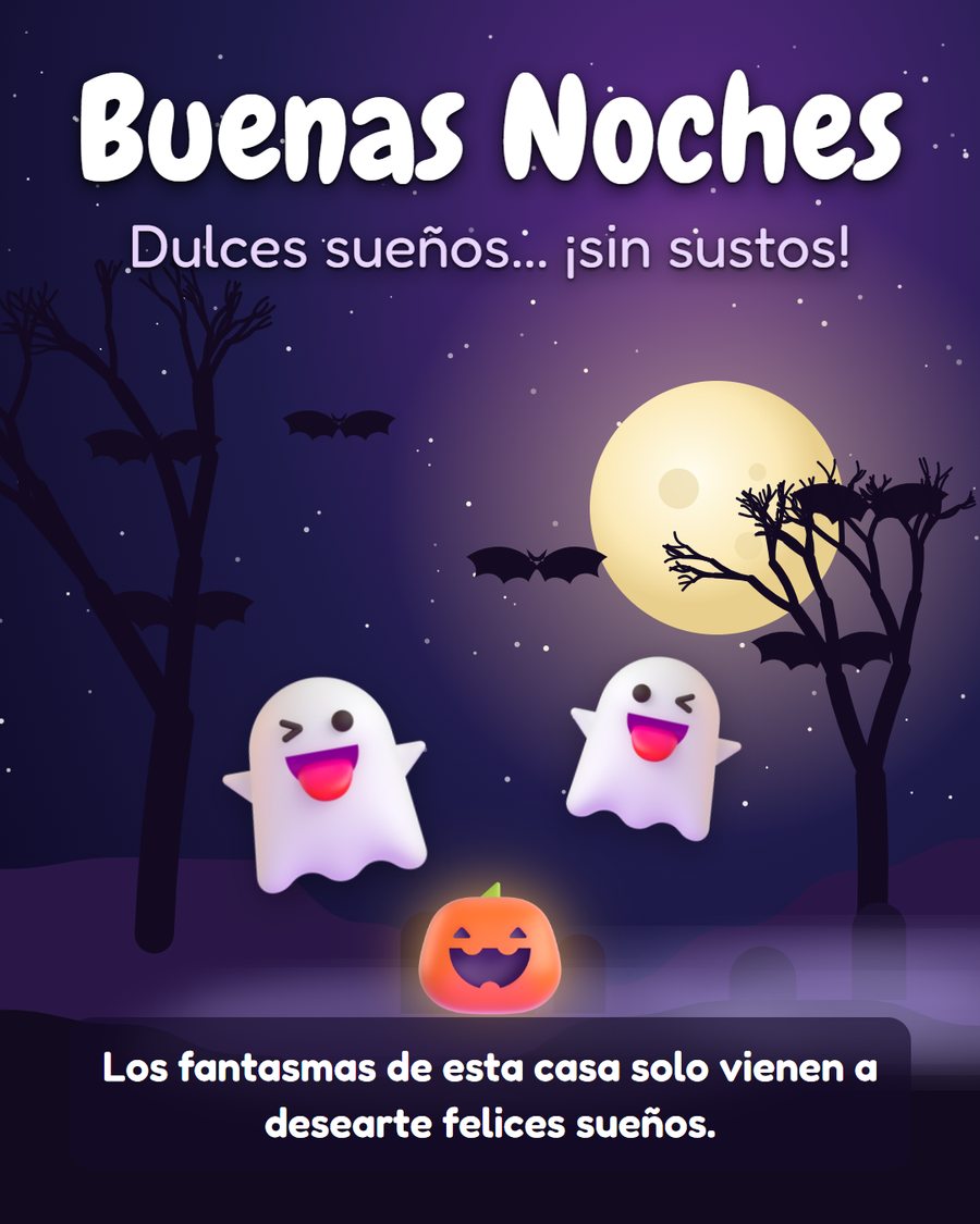 buenas noches halloween con fantasmas divertidos dulces suenos sin sustos