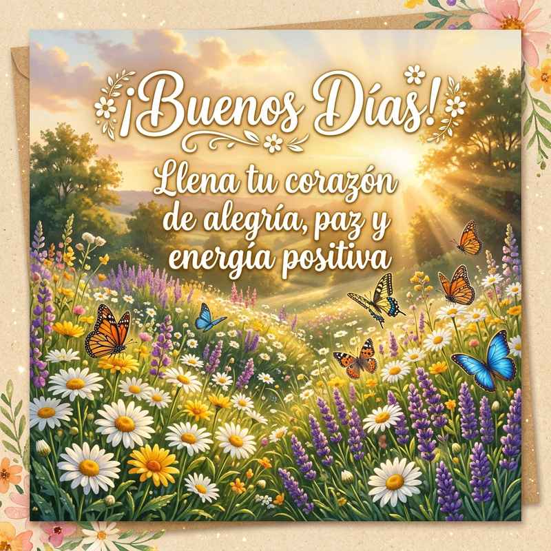 Buenos dias alegre mariposas jardin