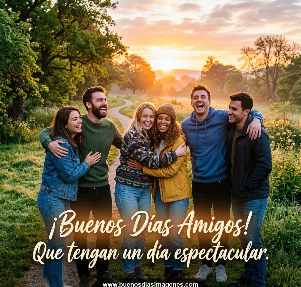 buenos dias amigos abrazo amanecer