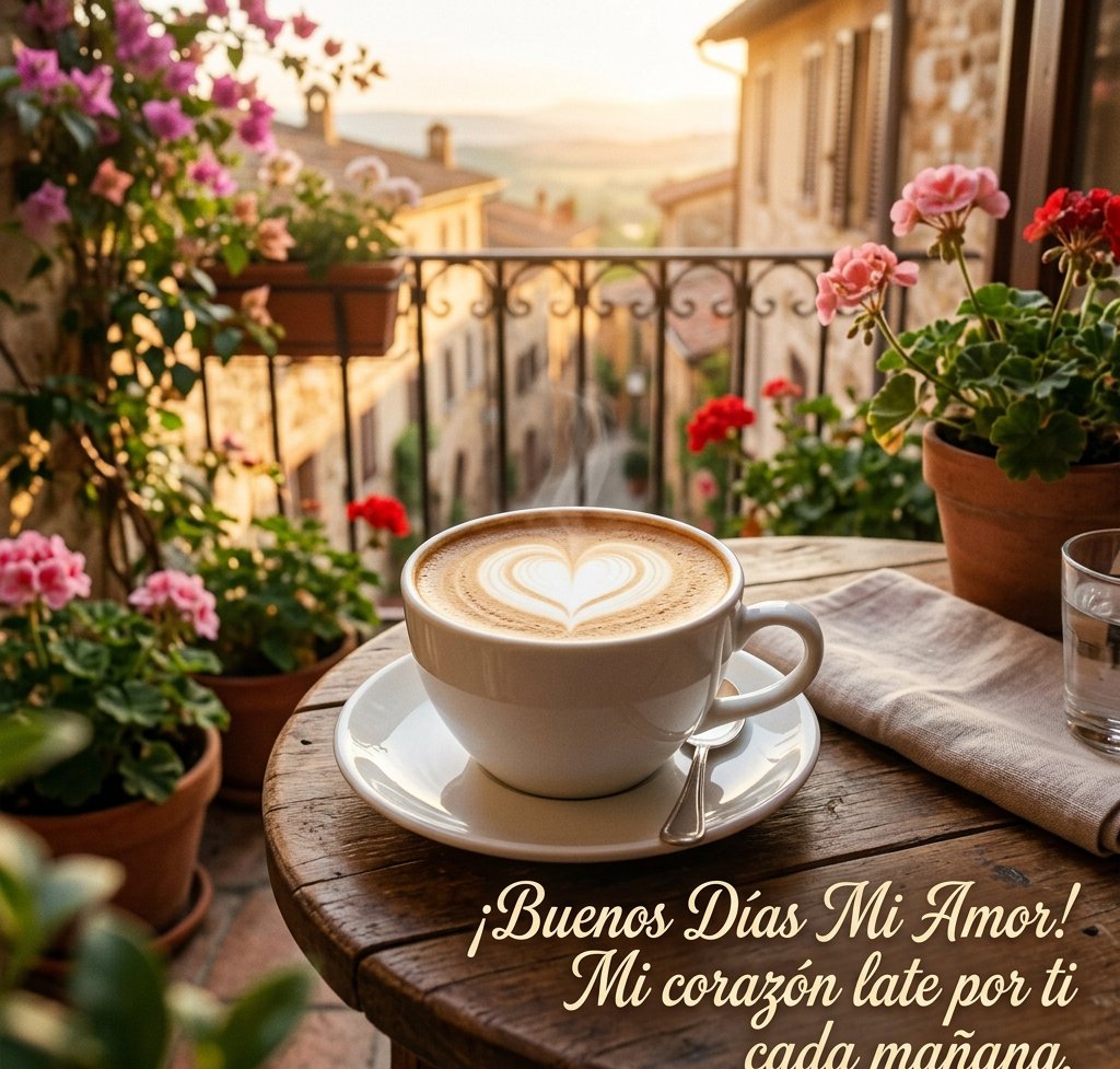 buenos dias amor corazon cafe