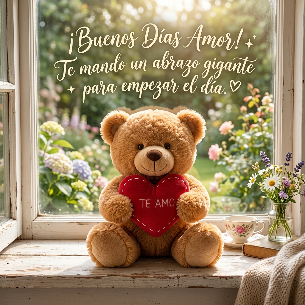 buenos dias amor peluche corazon