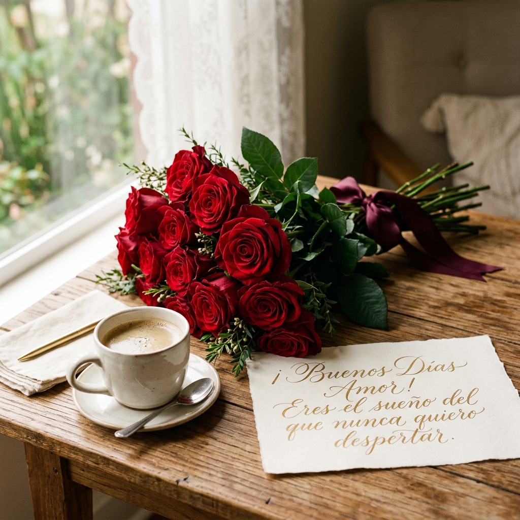buenos dias amor rosas rojas