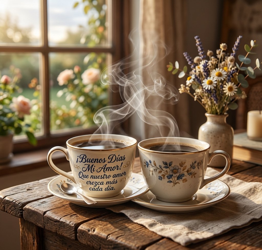 buenos dias amor tazas juntas