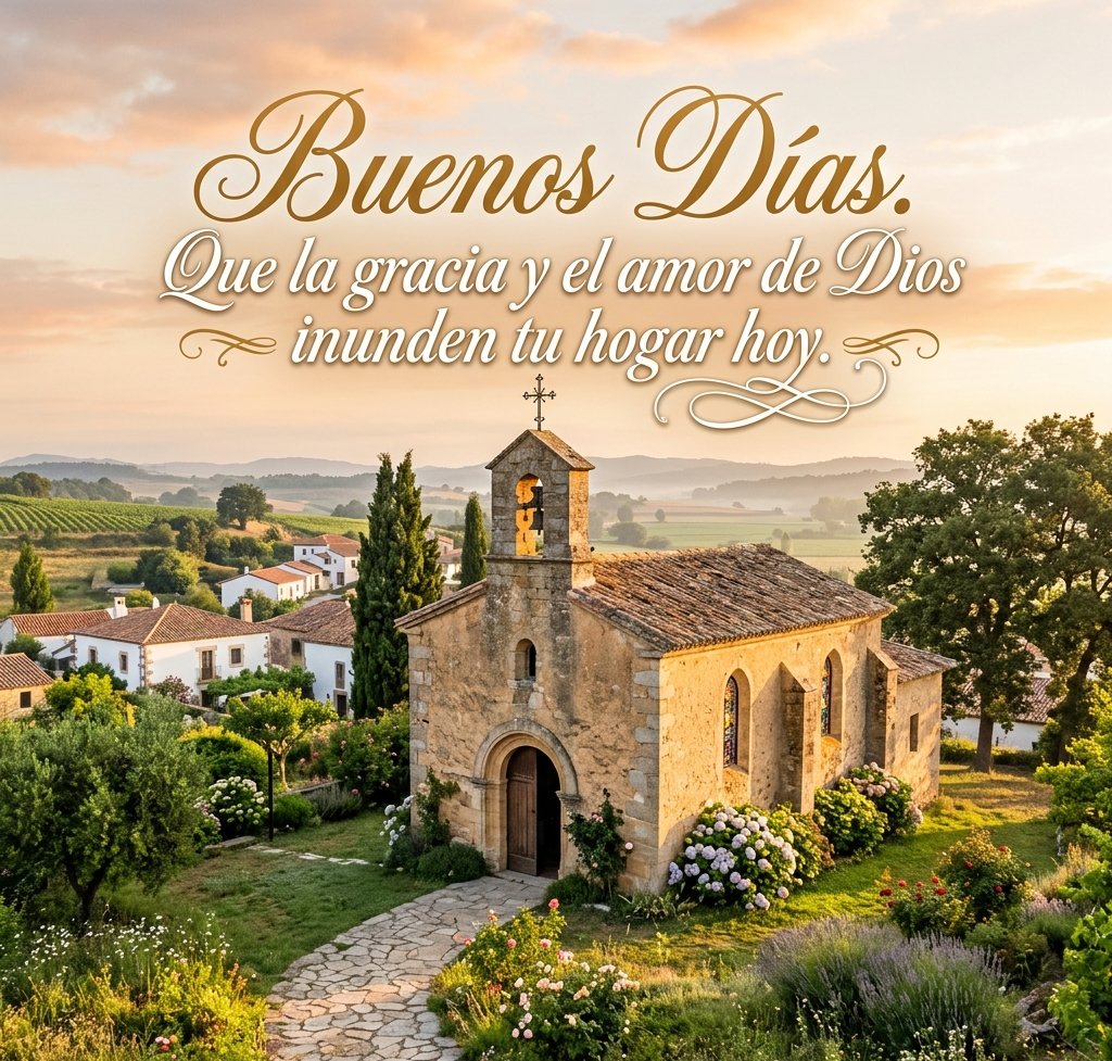buenos dias bendiciones iglesia pueblo
