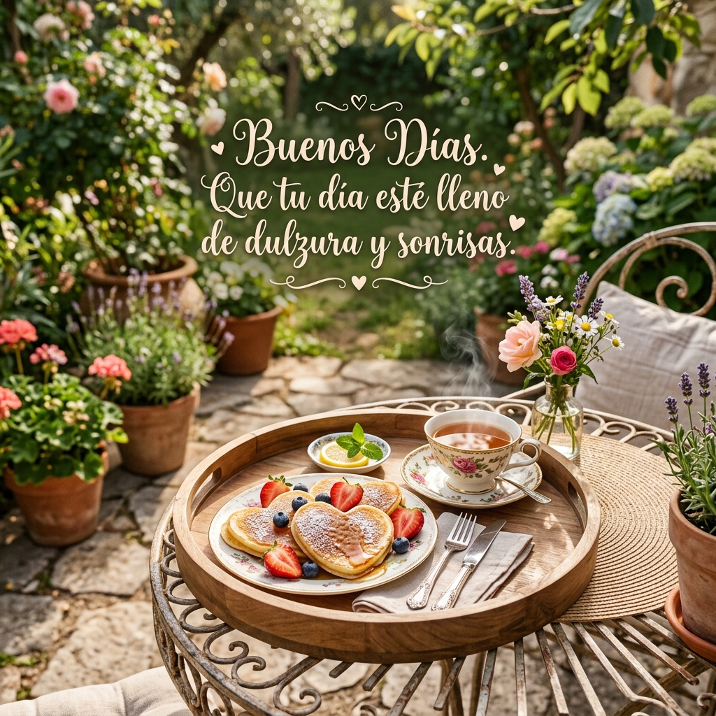 buenos dias bonitos desayuno corazon