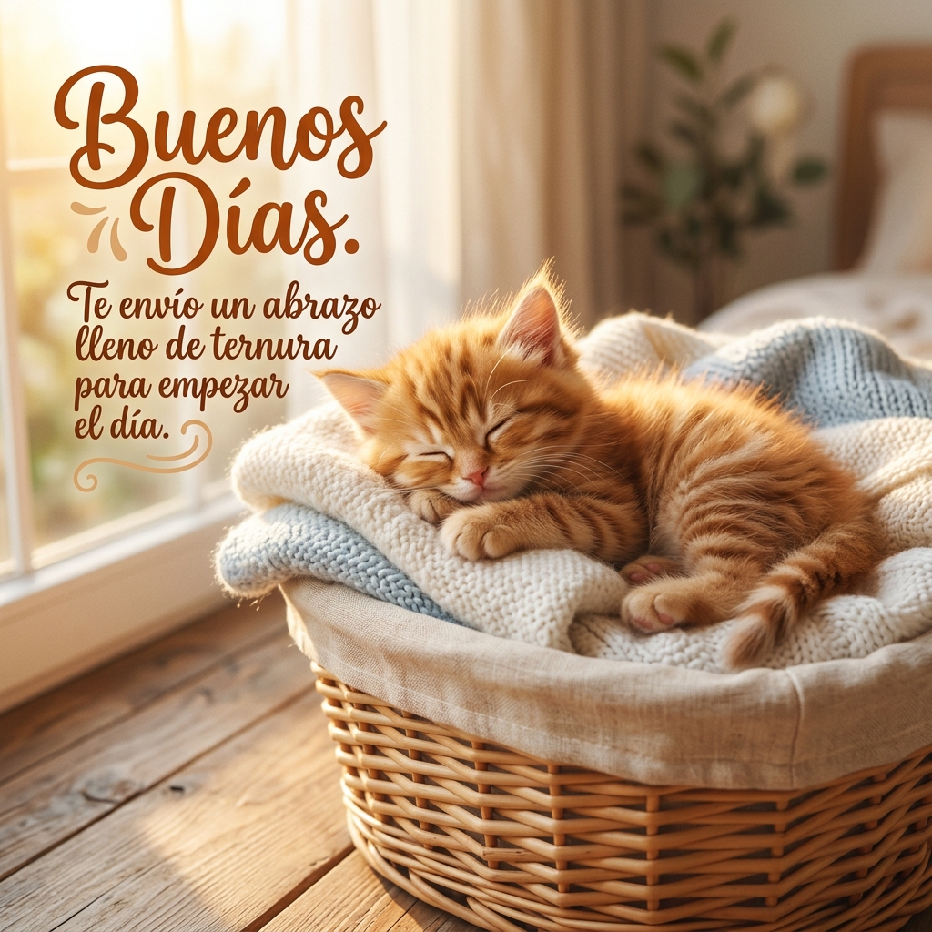 buenos dias bonitos gatito sol