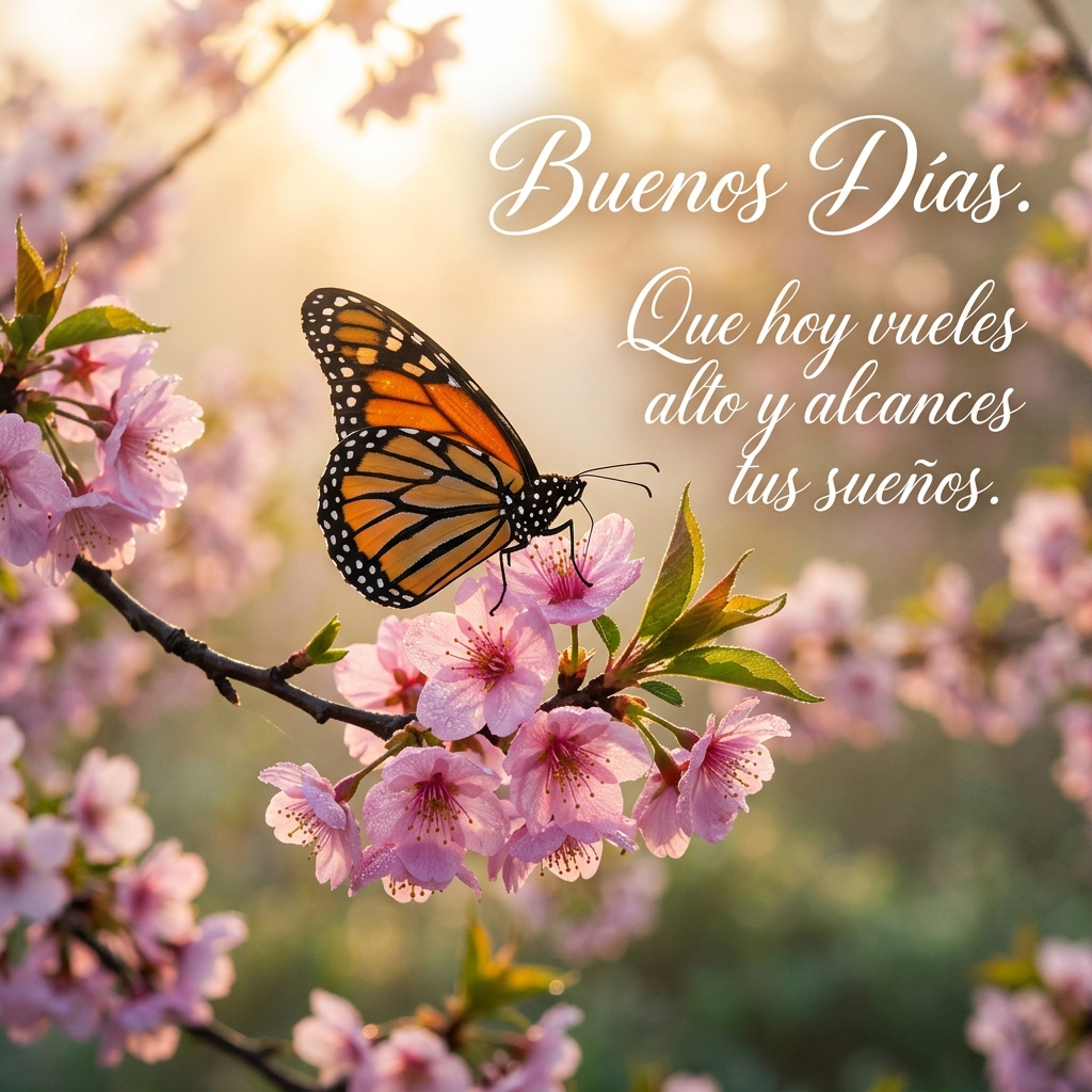 buenos dias bonitos mariposa flor