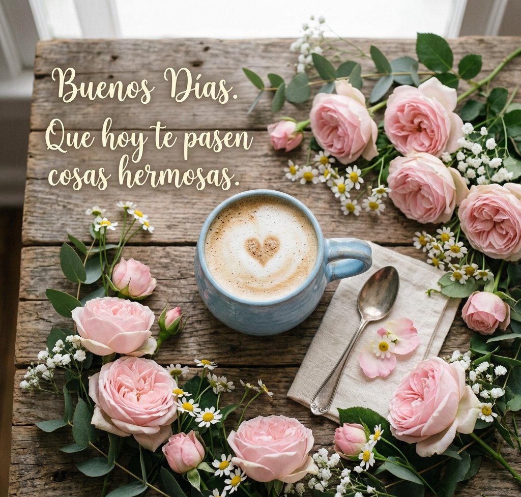 buenos dias bonitos taza flores