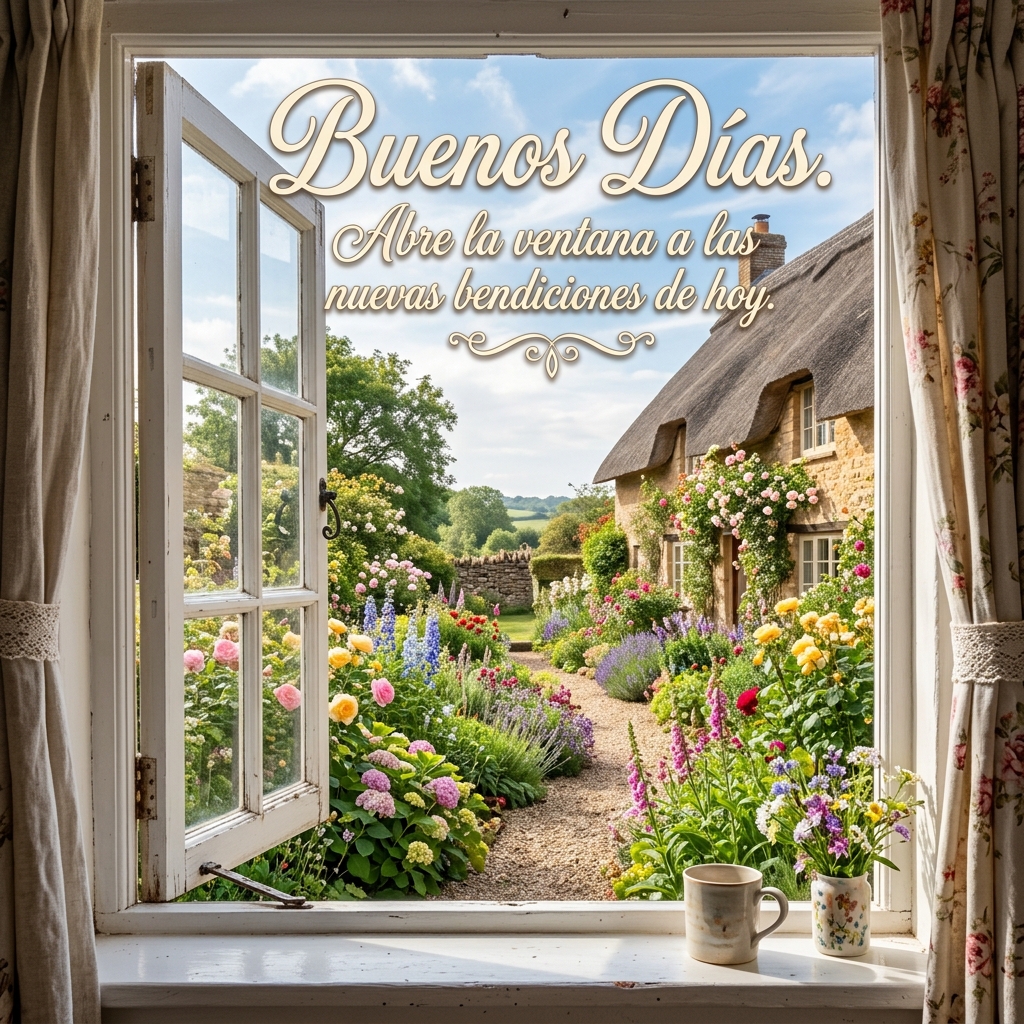 buenos dias bonitos ventana jardin