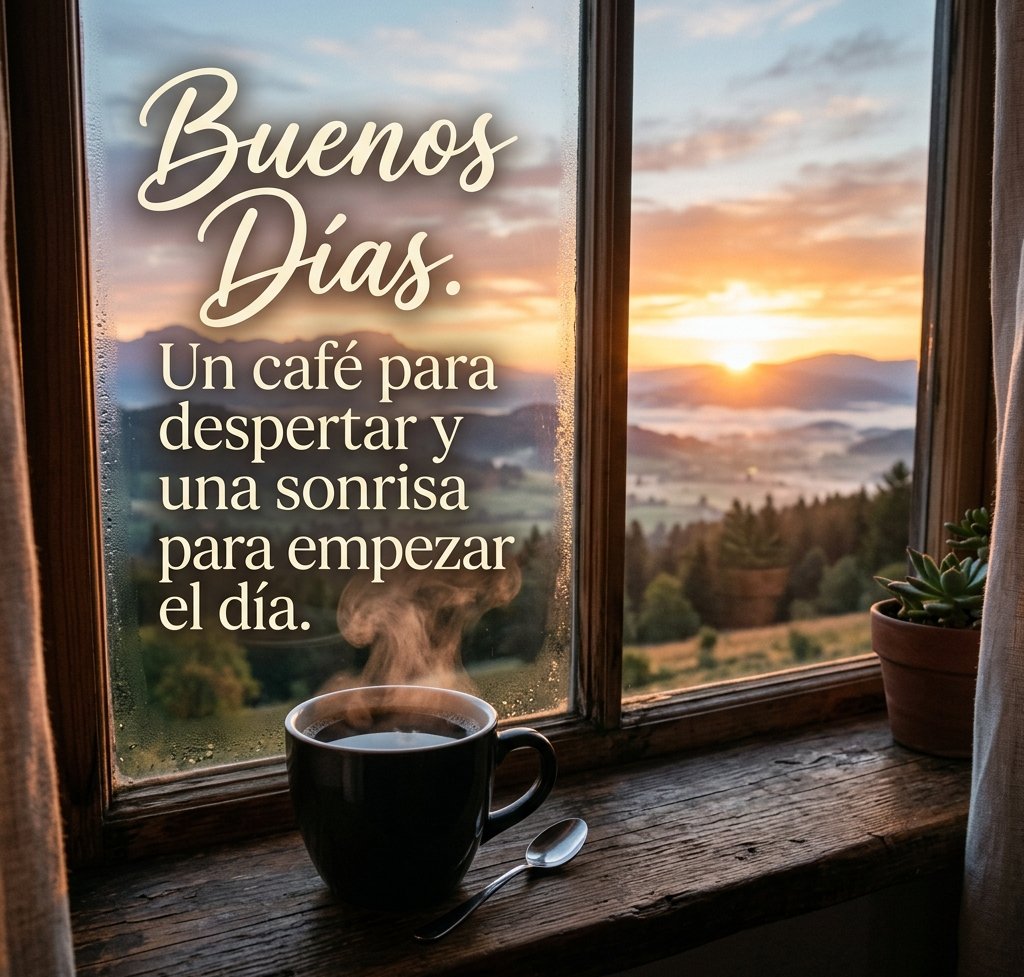 buenos dias cafe amanecer ventana