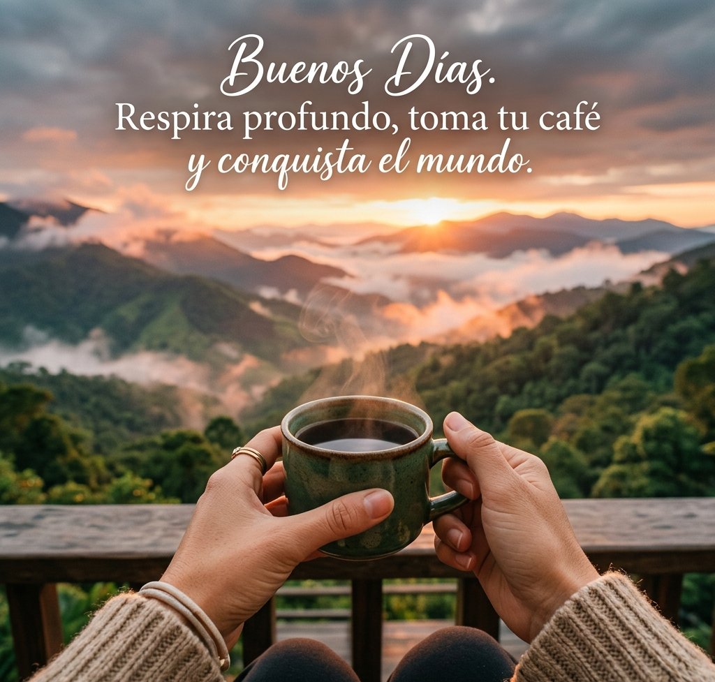 buenos dias cafe paisaje montana