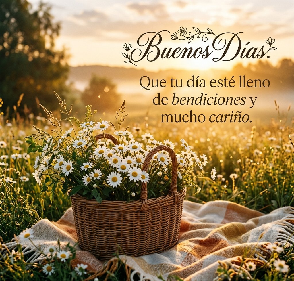 buenos dias carino flores campo
