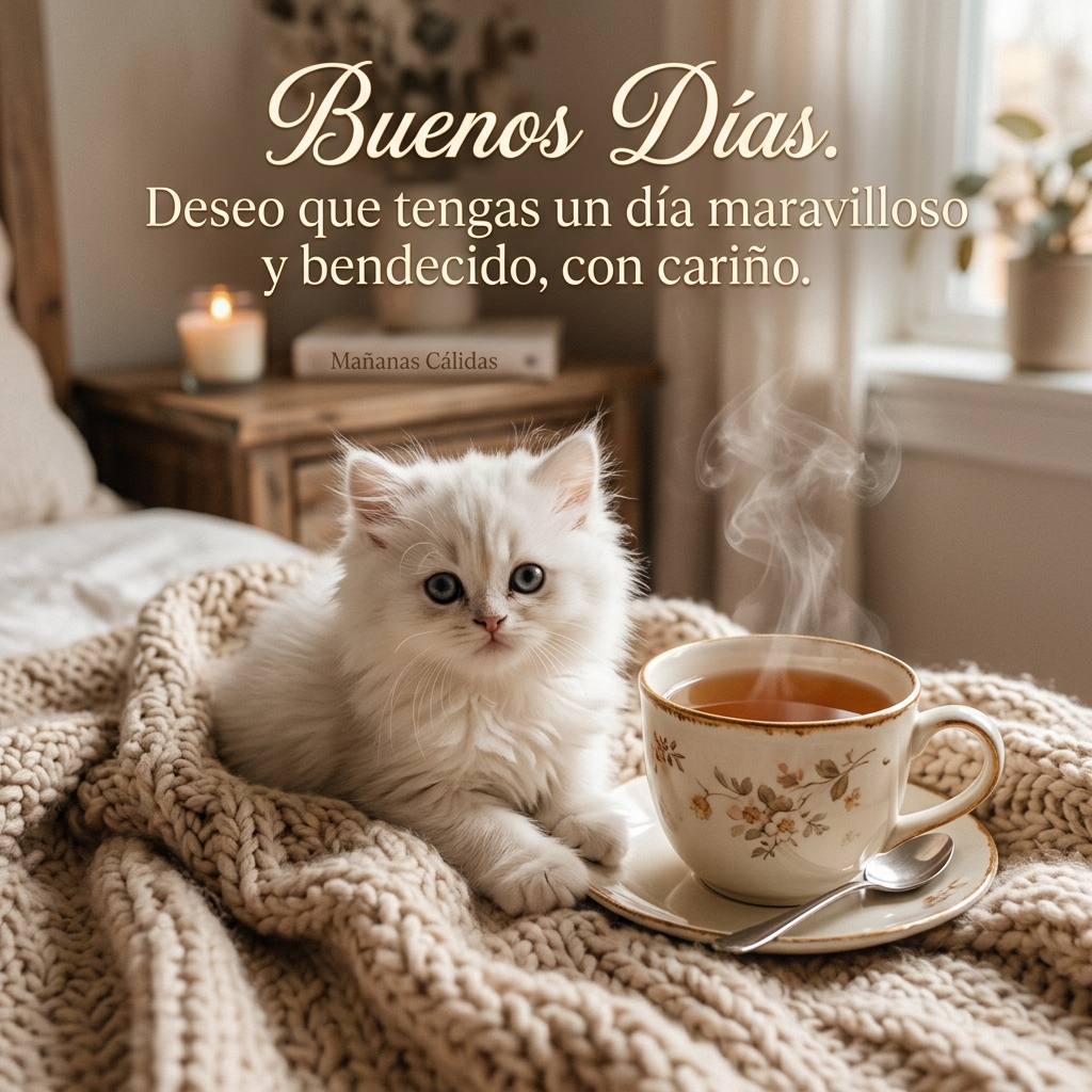 buenos dias carino gatito taza