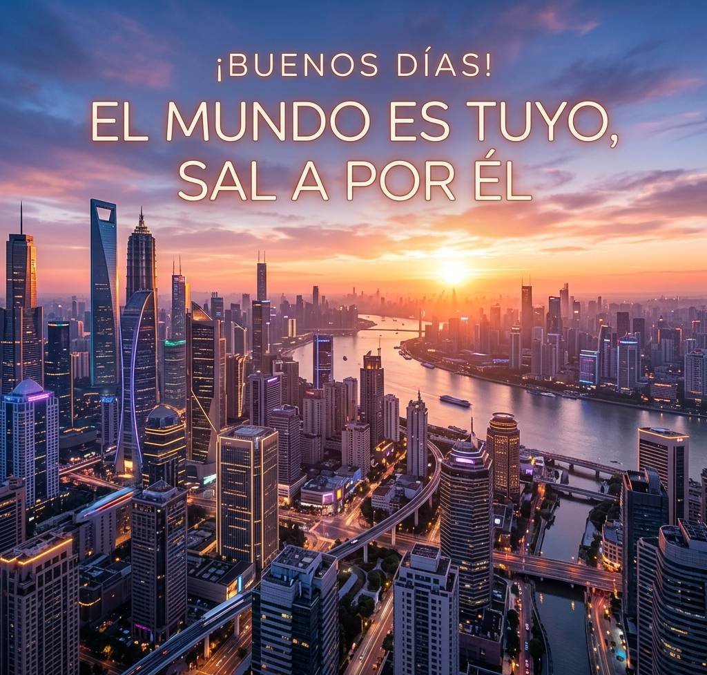 buenos dias chulos ciudad futurista amanecer