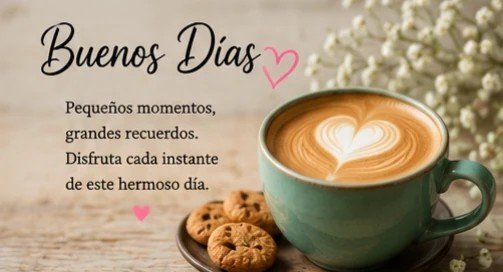 buenos dias con cafe y flores