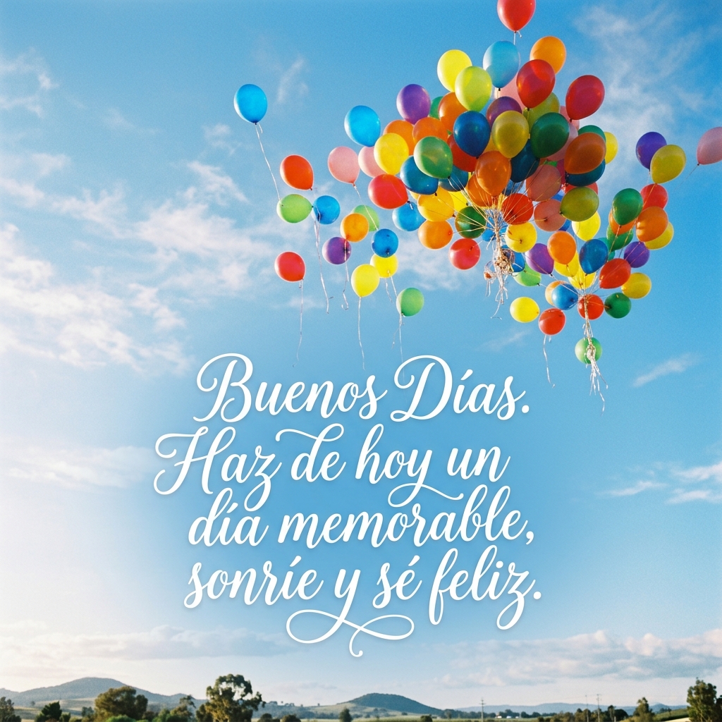 buenos dias con frases alegria globos