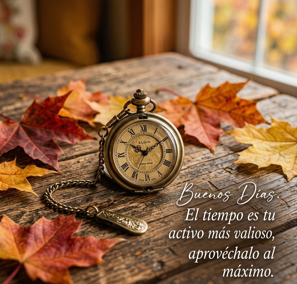 buenos dias con frases tiempo reloj