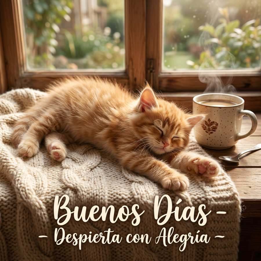 Buenos dias gatito dormilon