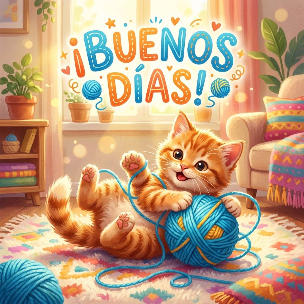 buenos dias gato divertido