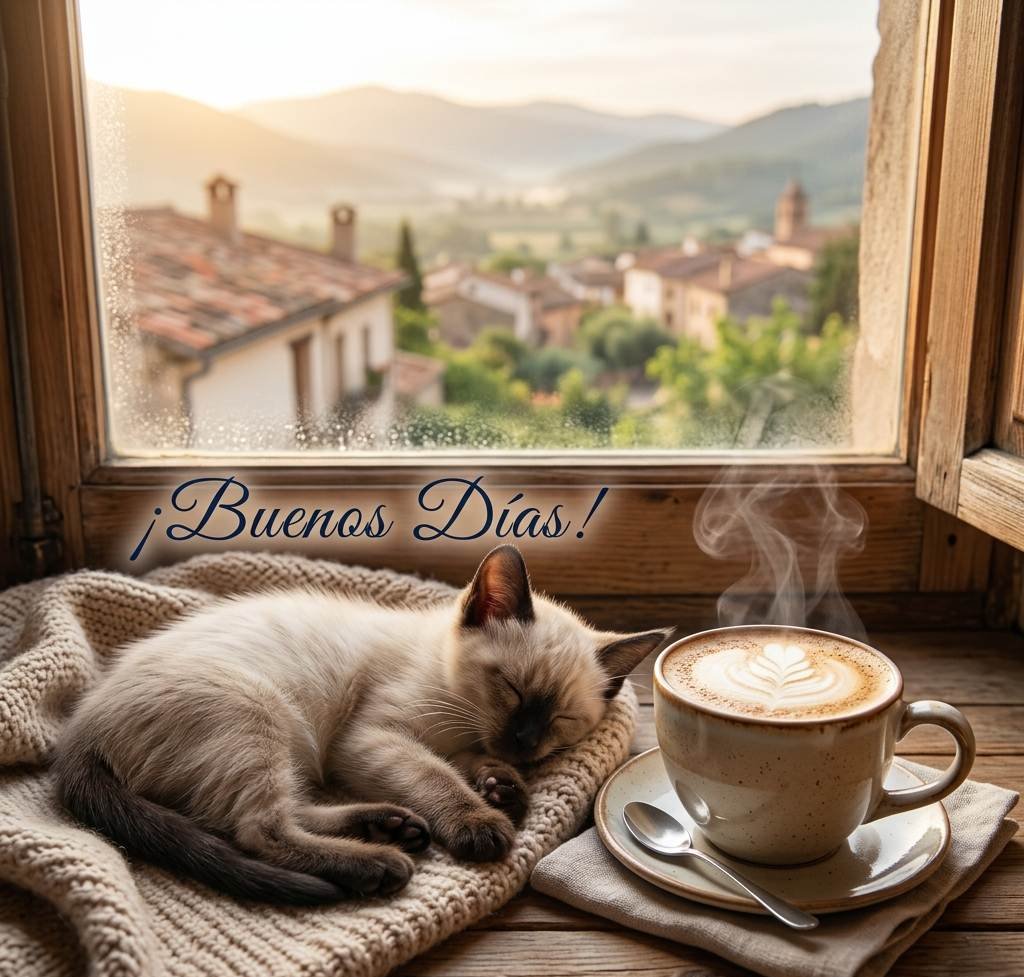 gato cafe buenos dias