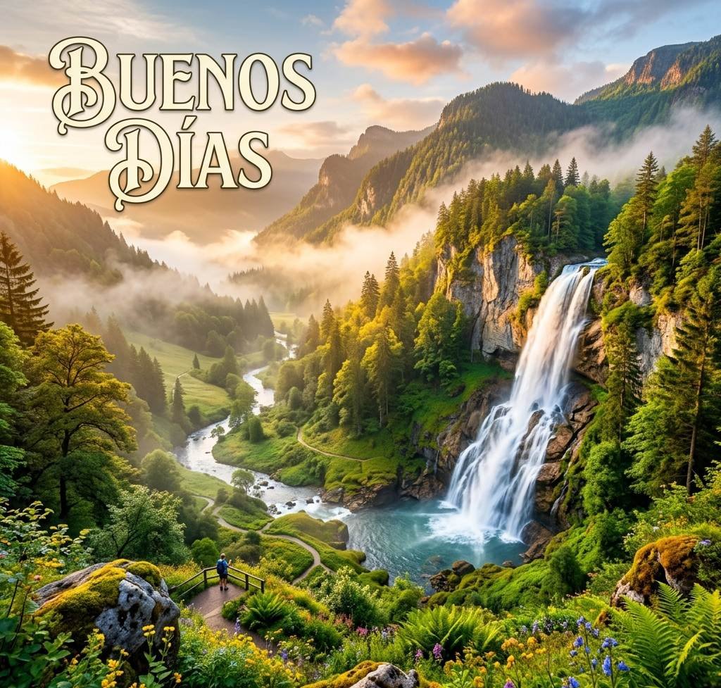 hermosa cascada natural buenos dias paisajes