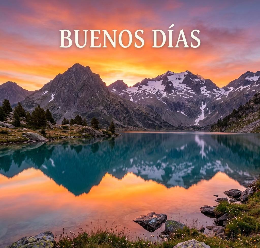 montaña y lago al amanecer buenos dias paisajes
