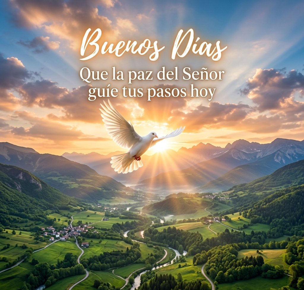 buenos dias cristianos paloma amanecer