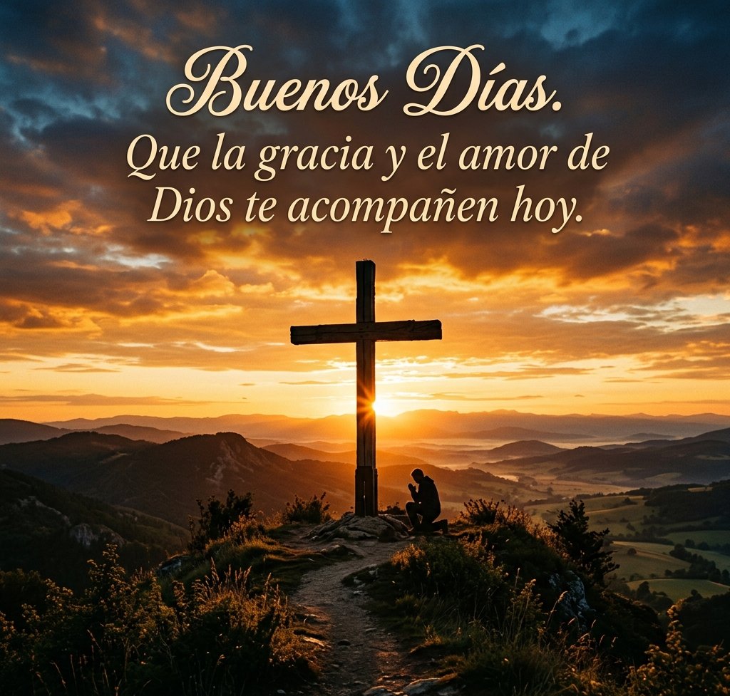 buenos dias cristianos cruz amanecer