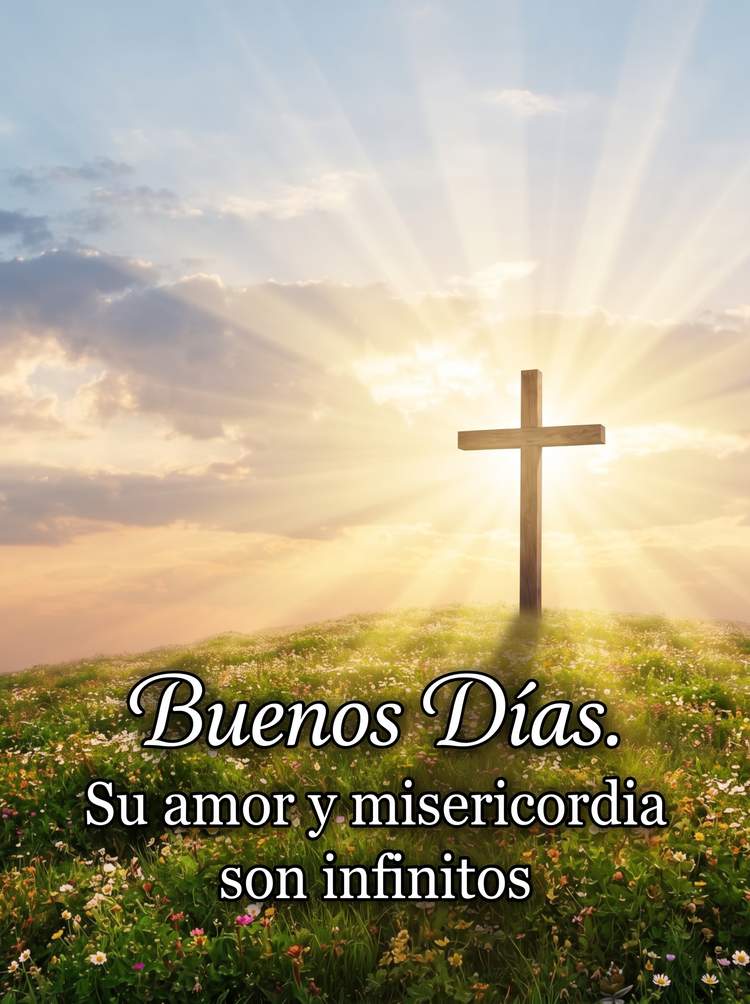 Buenos dias cristianos cruz colina amanecer