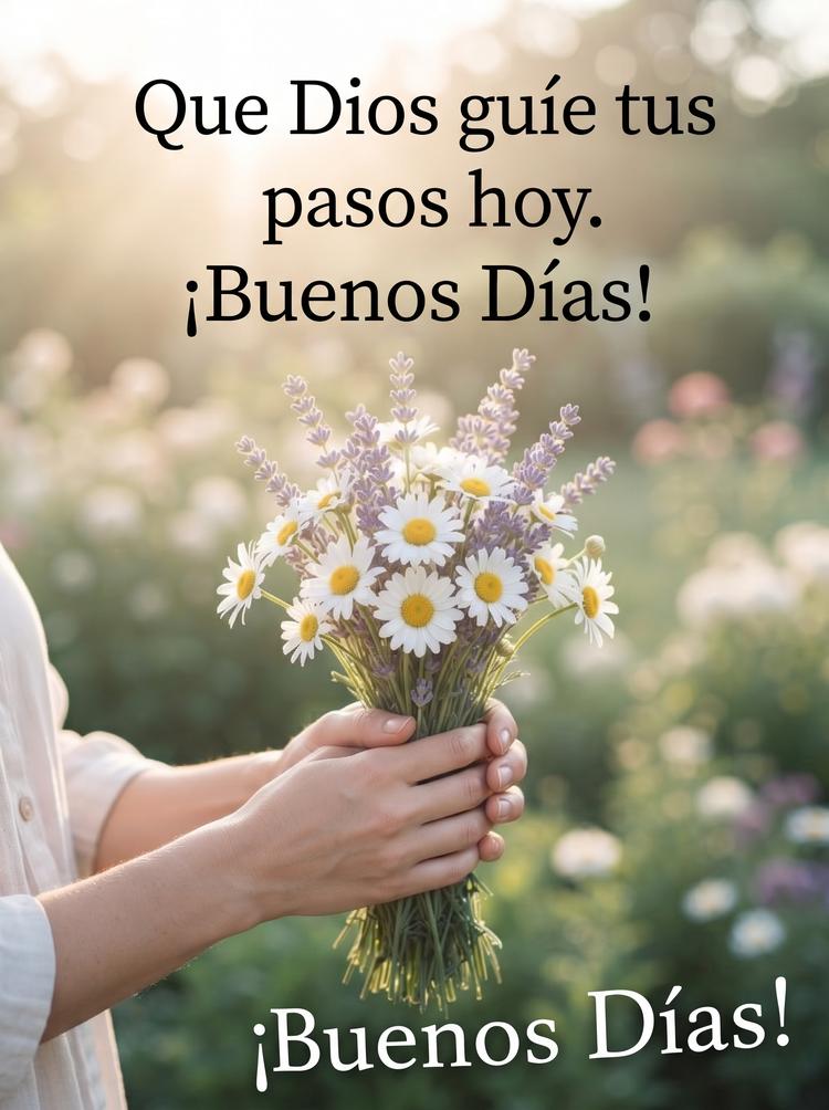 Buenos dias cristianos manos oracion flores