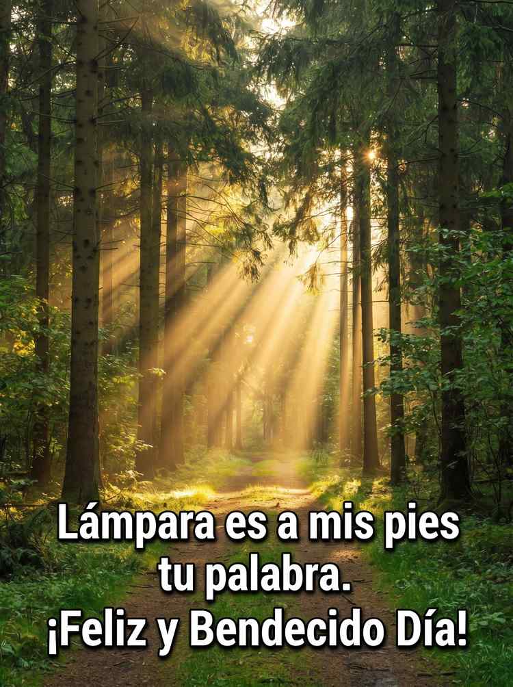 Buenos dias cristianos sendero luz bosque