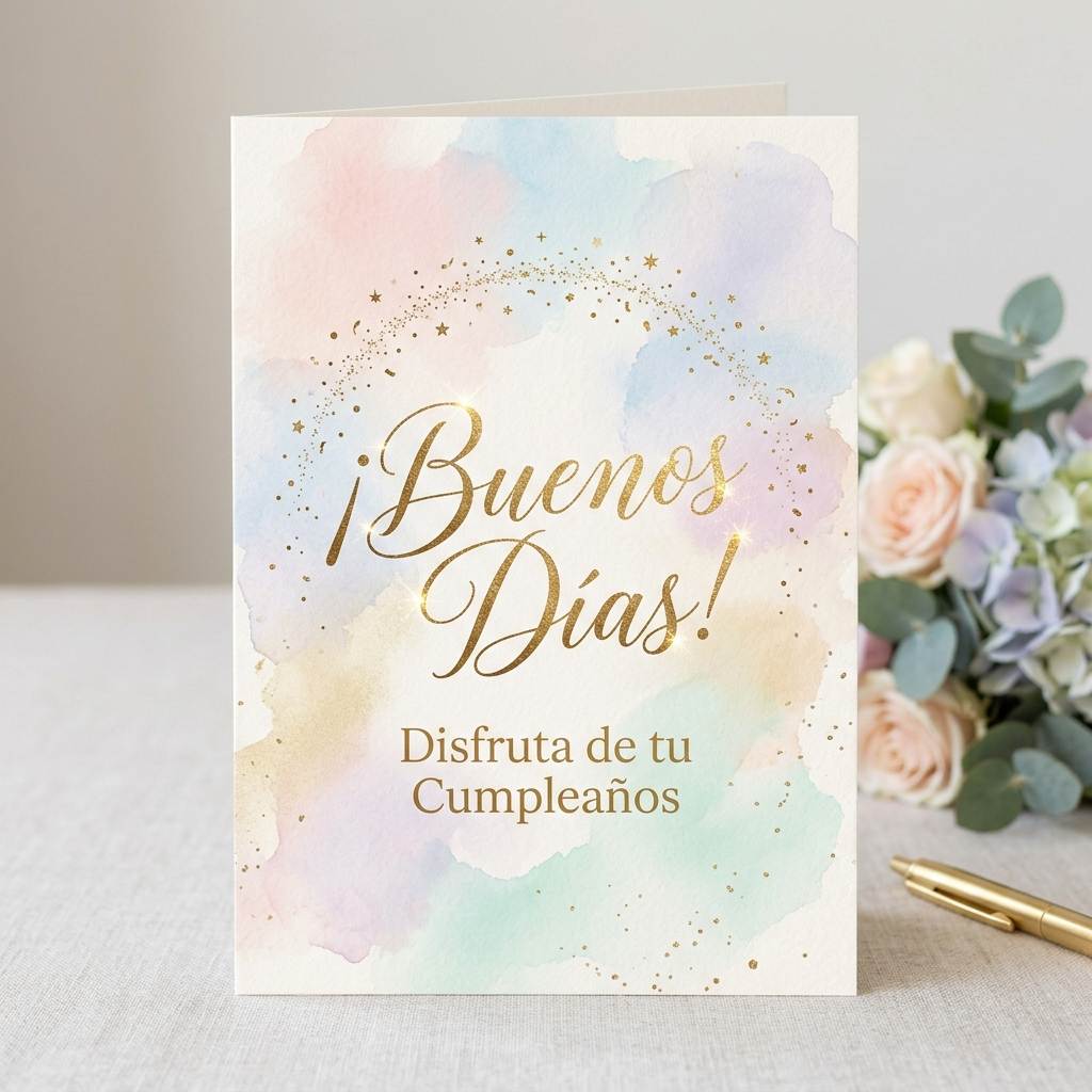 buenos dias feliz cumpleaños diseño elegante dorado