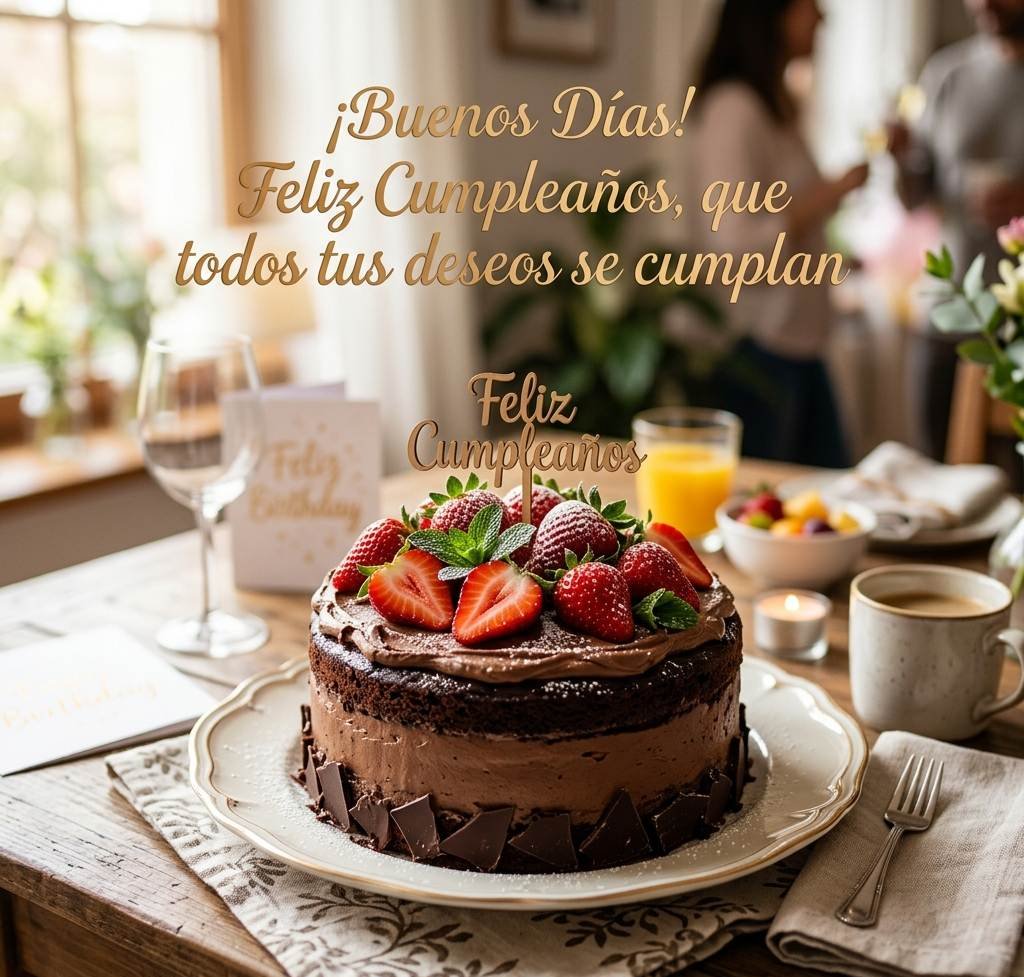 buenos dias feliz cumpleaños tarta