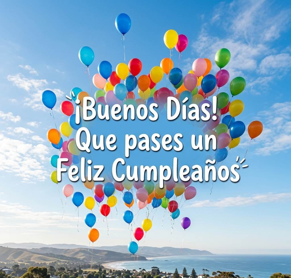 buenos dias feliz cumpleaños globos de colores