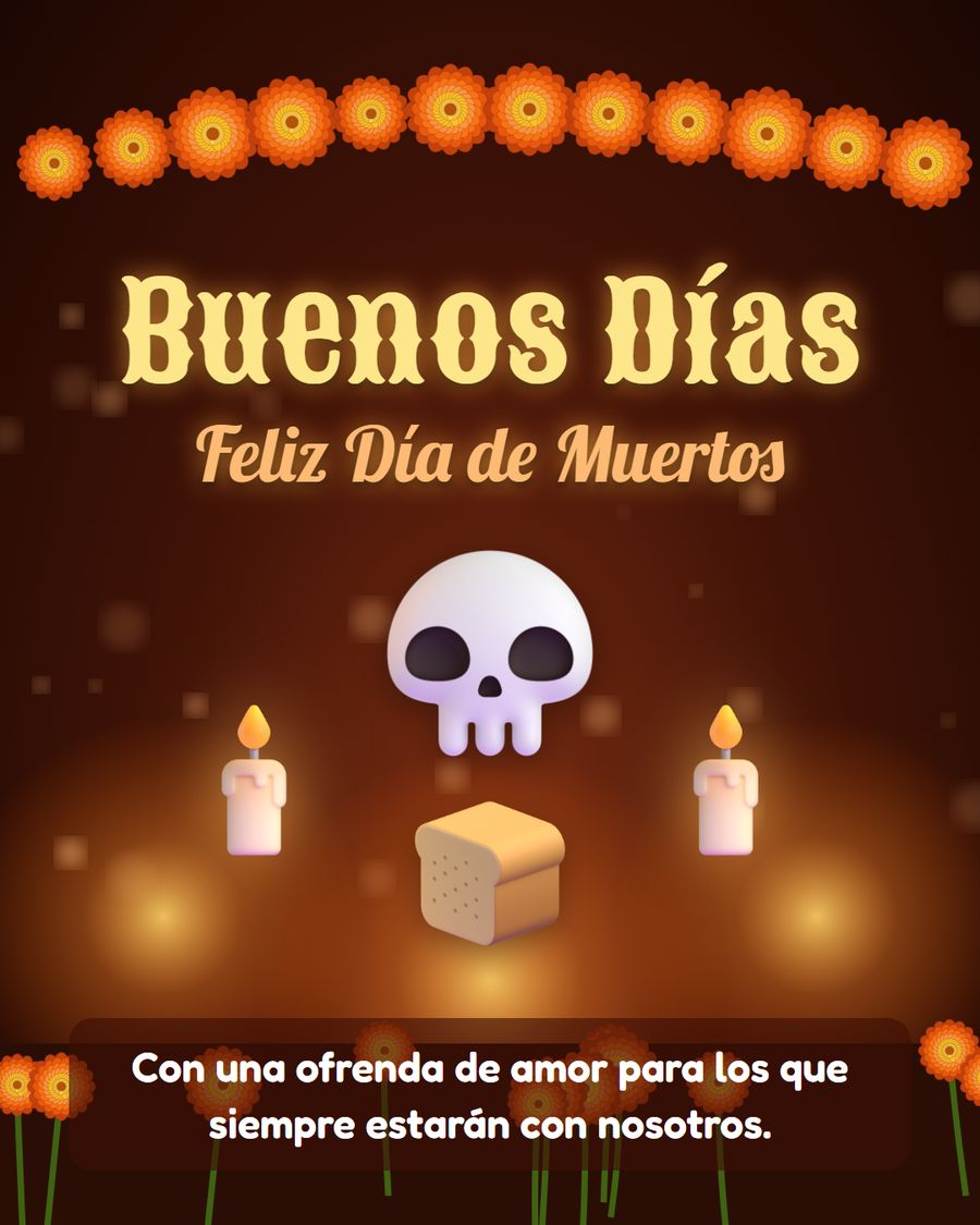 imagenes de buenos dias dia de muertos con ofrenda velas y pan de muerto