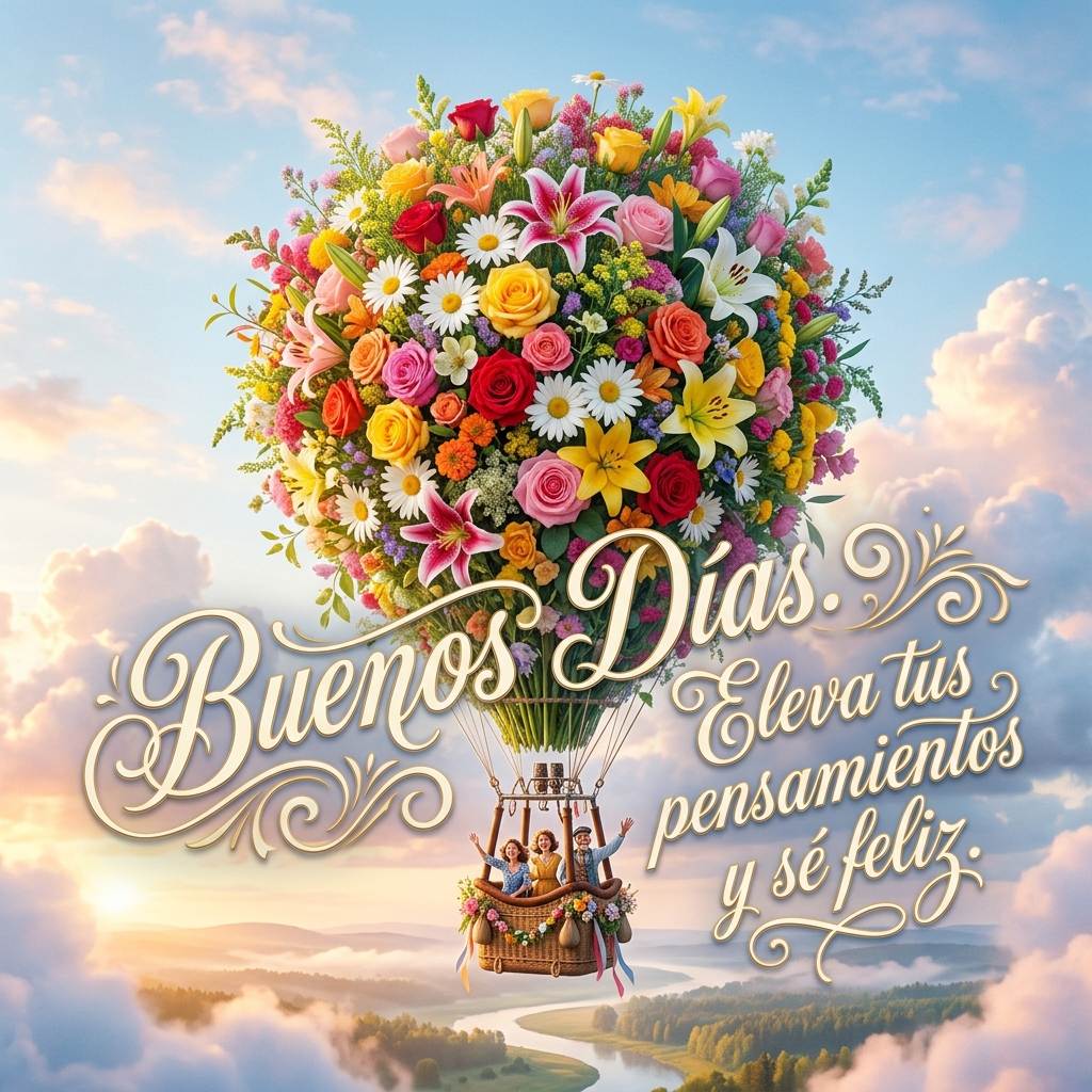 buenos dias diferentes globo flores