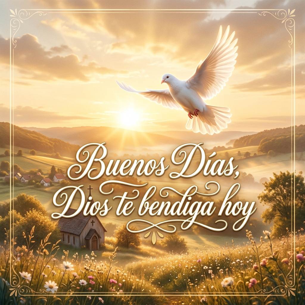 buenos dias dios te bendiga paloma cielo dorado