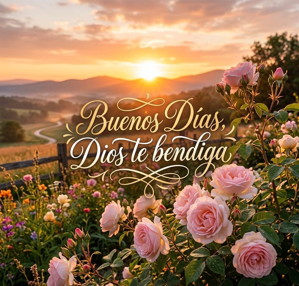buenos dias dios te bendiga con hermosas rosas