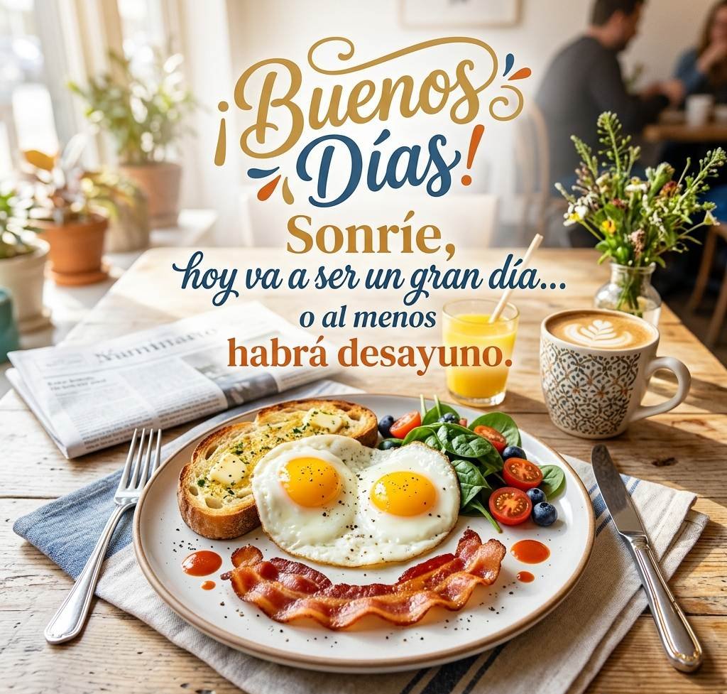 buenos dias divertidos desayuno feliz