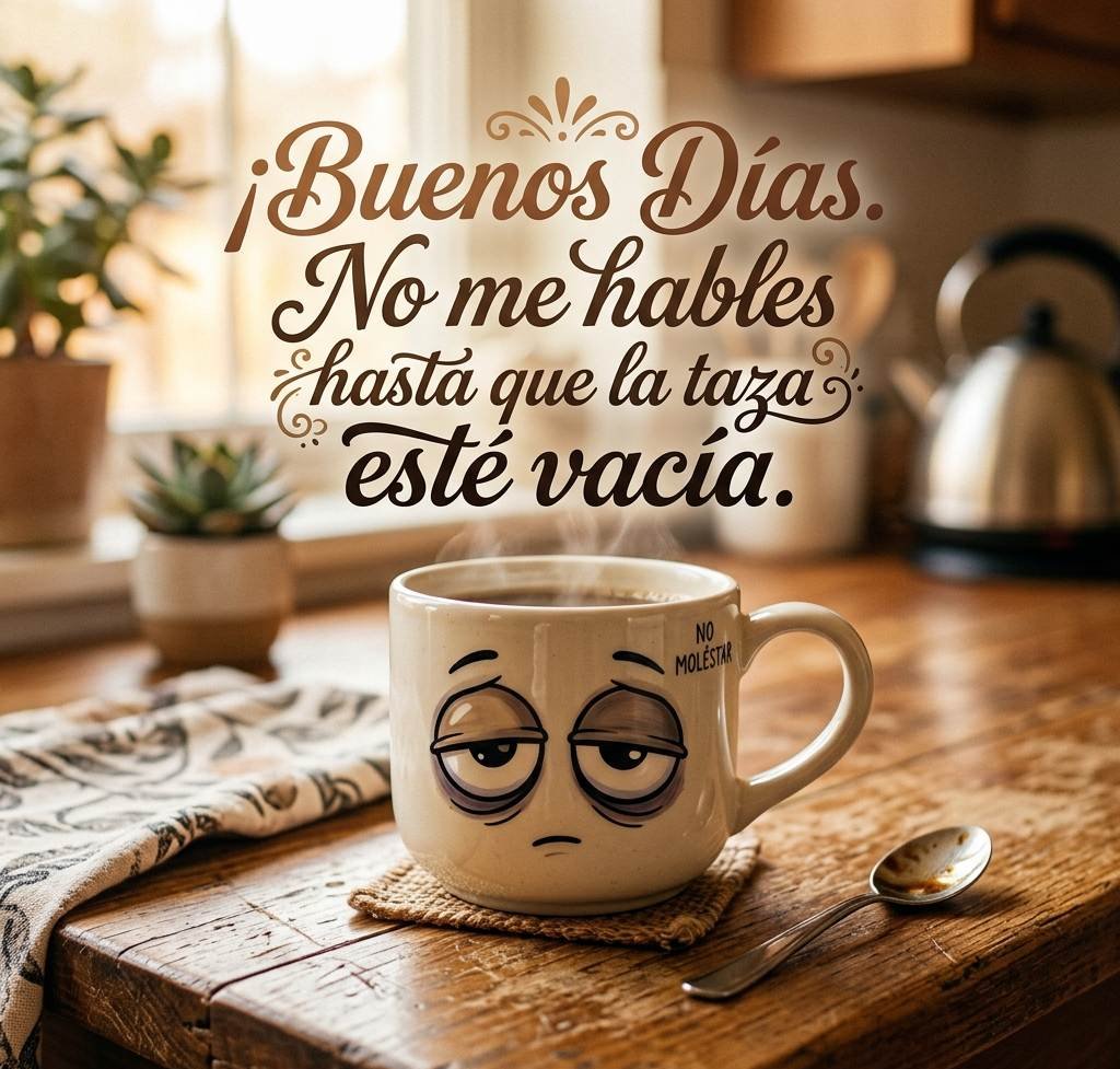 buenos dias divertidos taza dormida