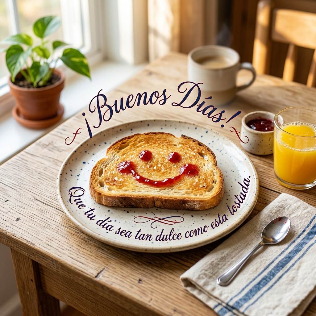 buenos dias divertidos tostada mermelada