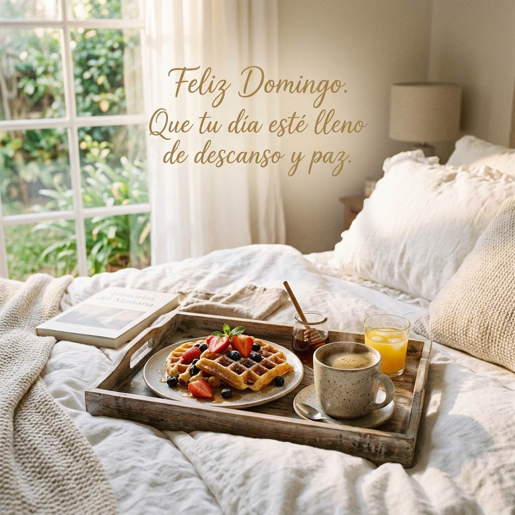 buenos dias domingo desayuno cama