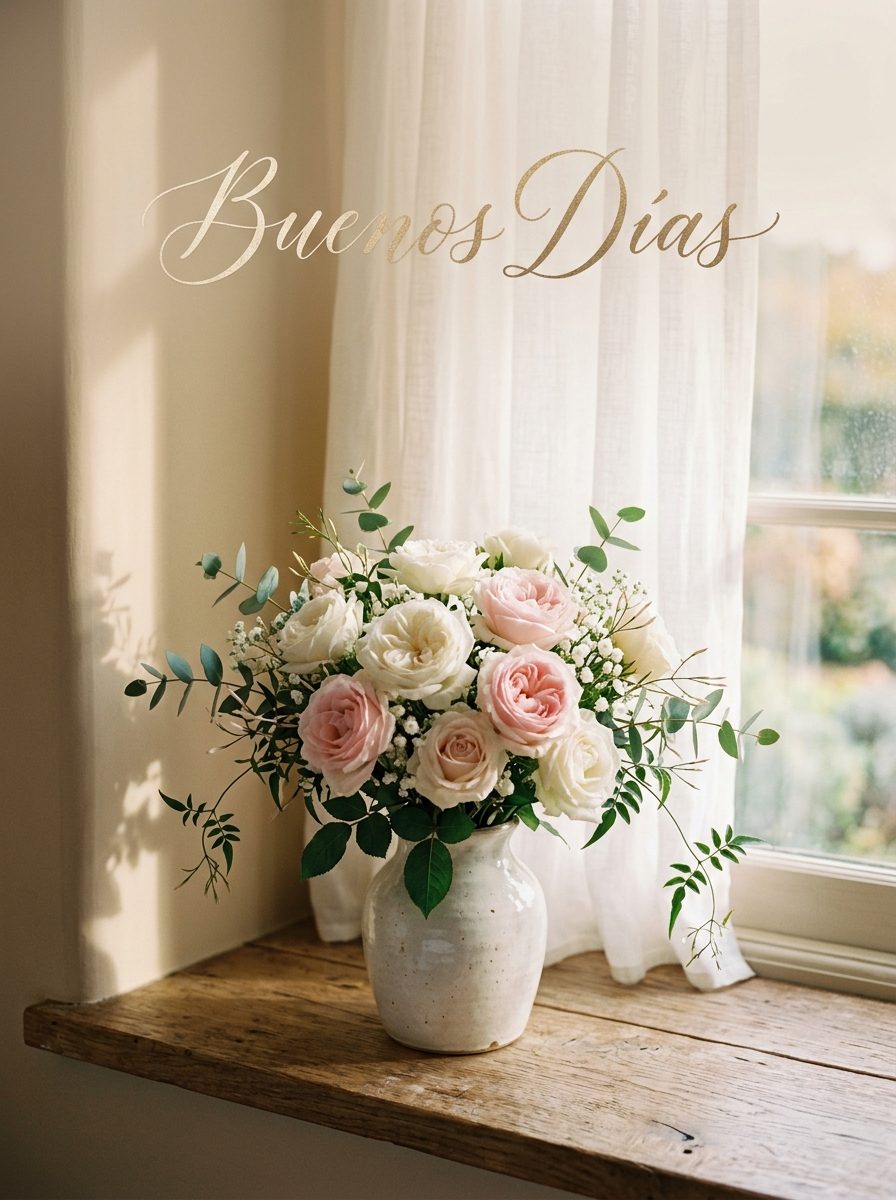 Buenos dias elegante flores pasteles