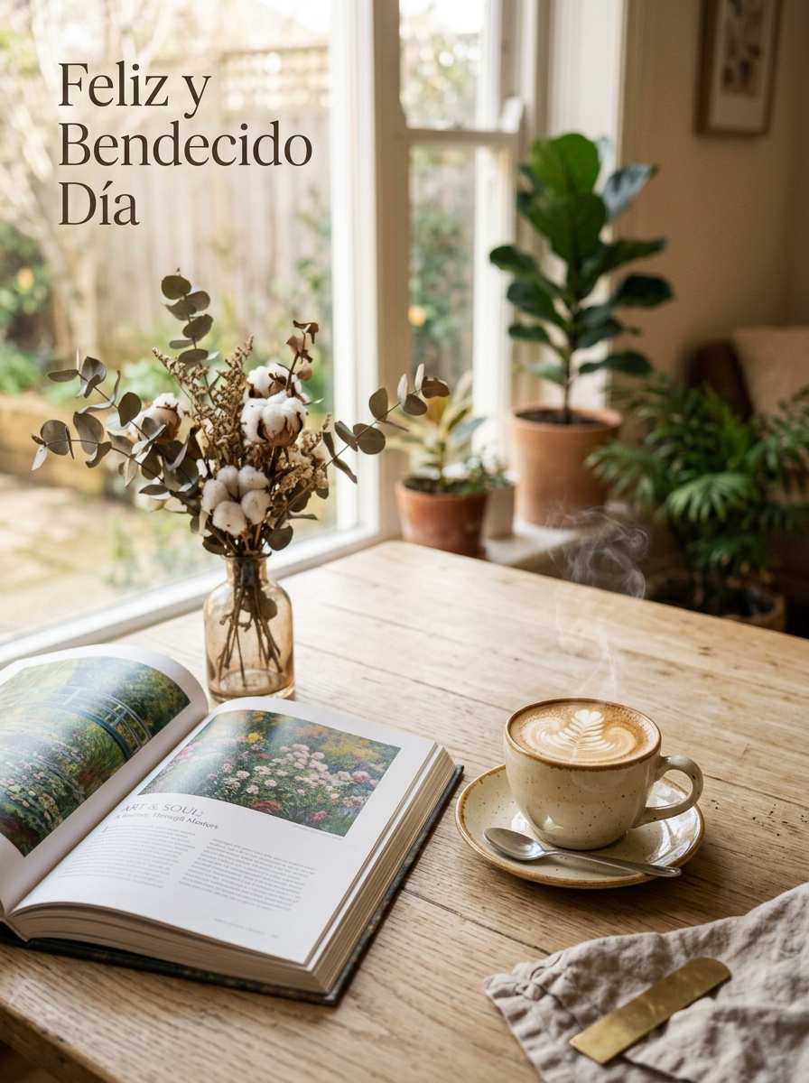 Buenos dias elegante libro y cafe