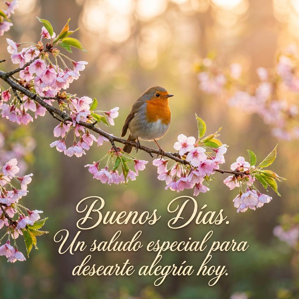 buenos dias especiales pajarito flores