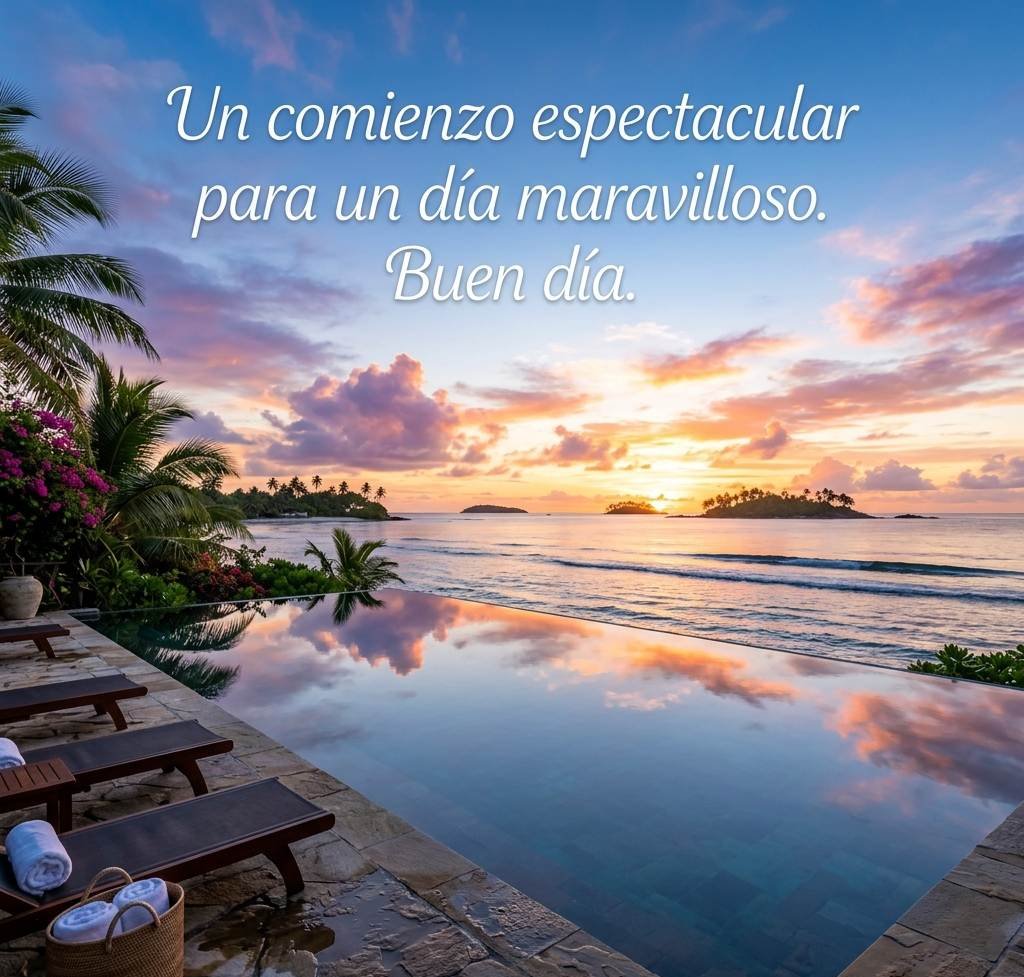 buenos dias espectaculares piscina infinito mar