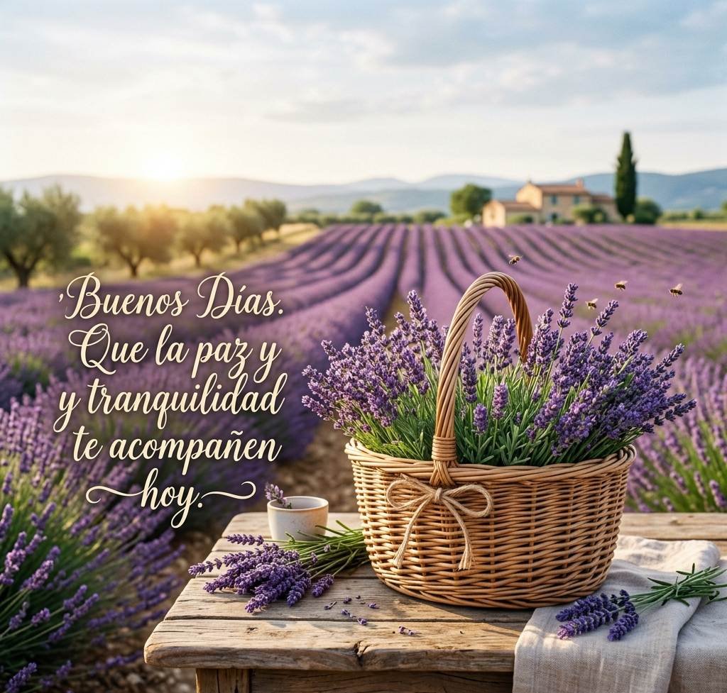 buenos dias flores lavanda