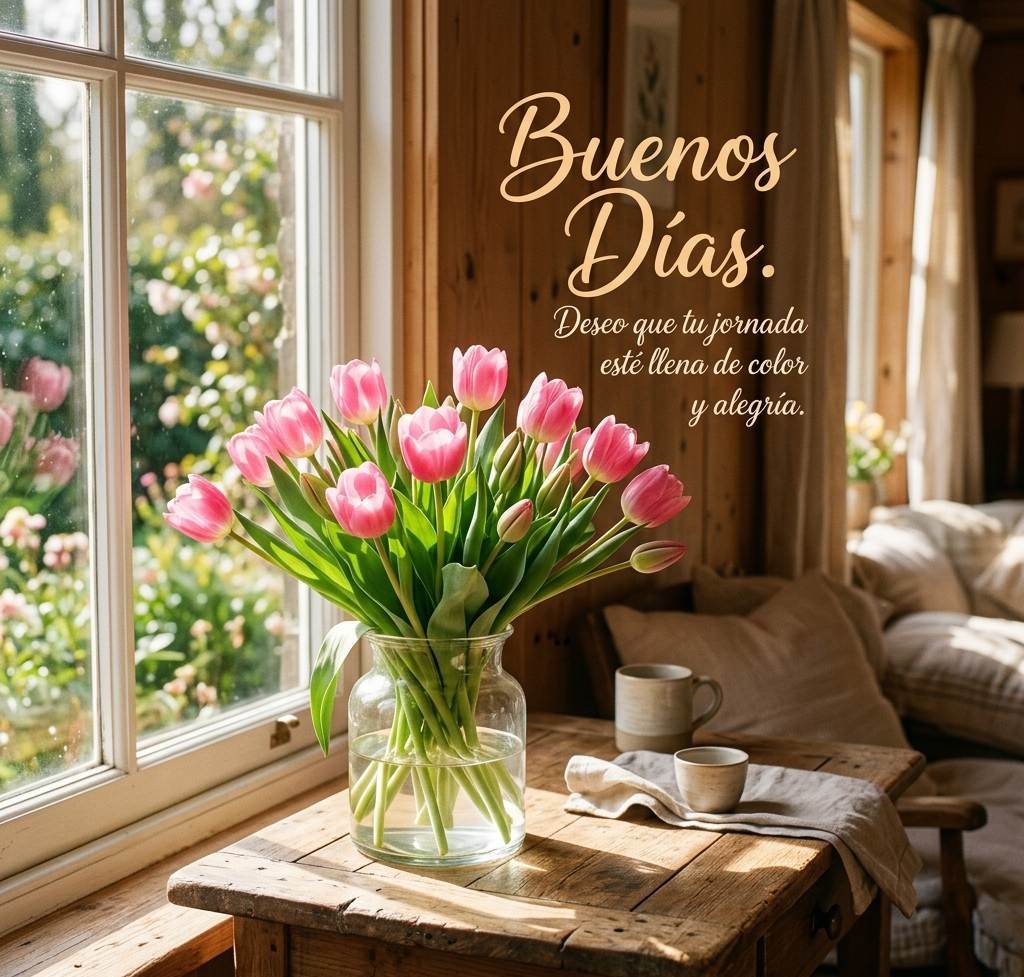 buenos dias flores tulipanes