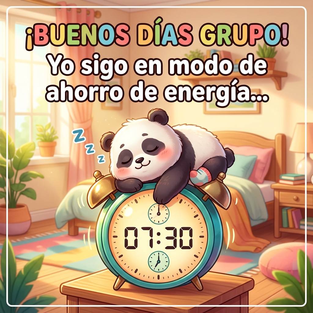 buenos dias grupo whatsapp divertido panda clock